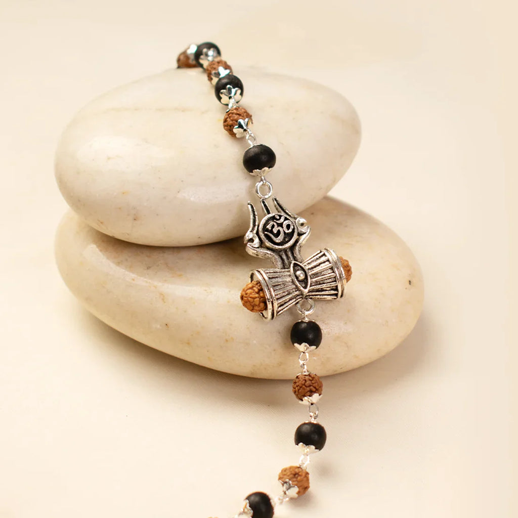 Om Trishul Damru Karungali Rudraksha Bracelet