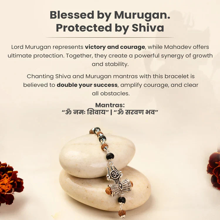 Om Trishul Damru Karungali Rudraksha Bracelet