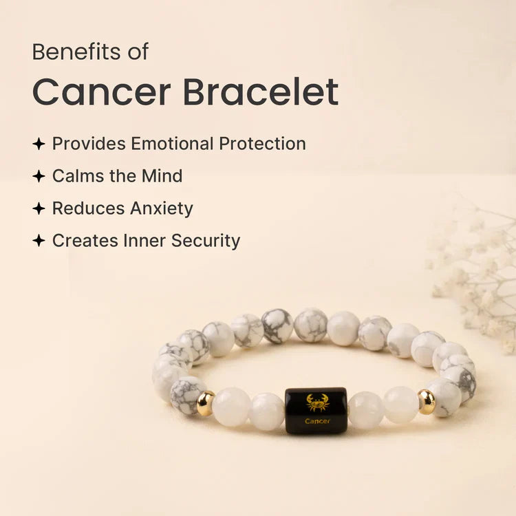 Cancer (कर्क राशि) Zodiac Howlite & Milky Quartz Bracelet