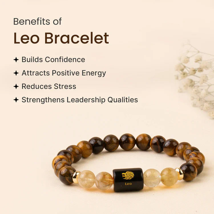 Leo (सिंह राशि) Zodiac Tiger Eye & Citrine Bracelet