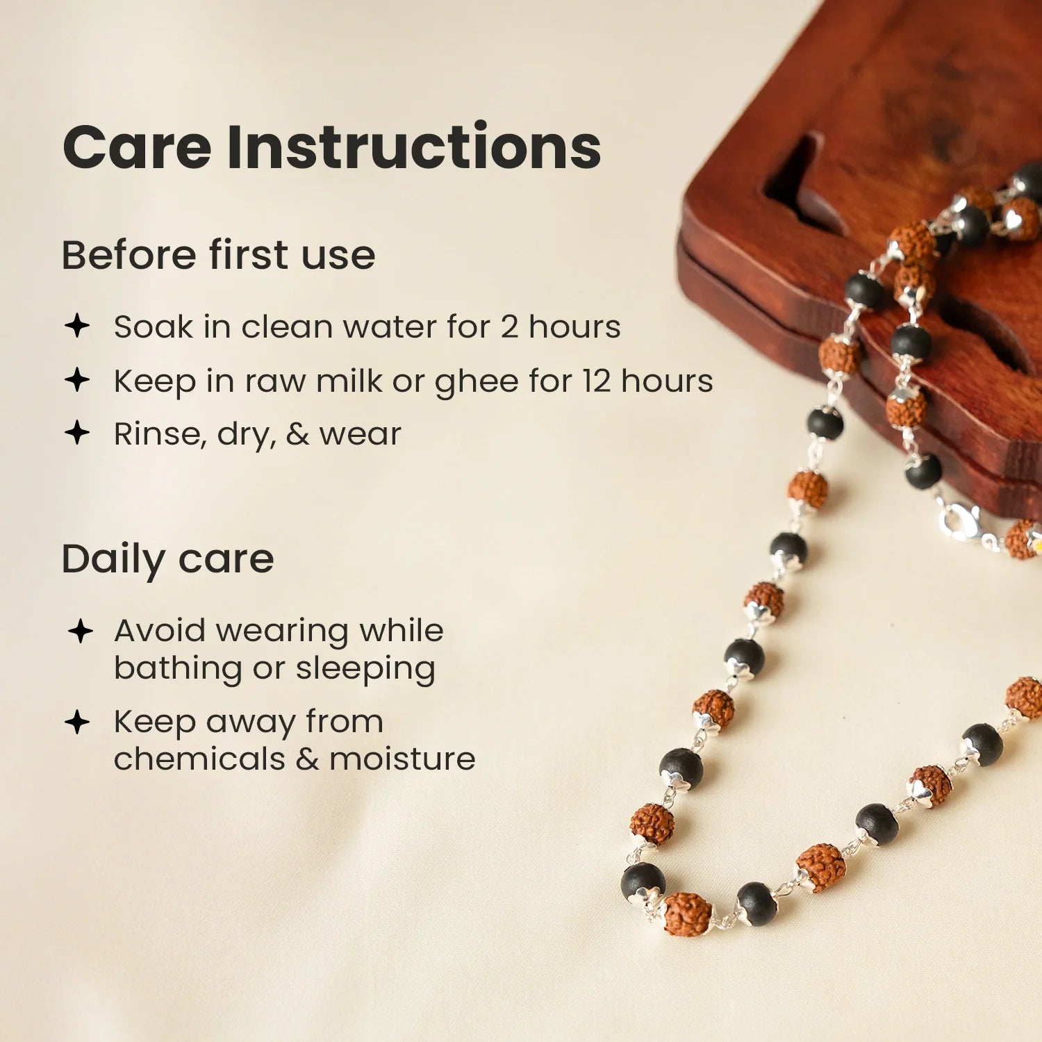 Divya Raksha Rudraksha & Karungali Mala with Silver Capping