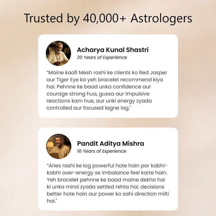 Aries (मेष राशि) Zodiac Red Jasper & Tiger Eye Bracelet