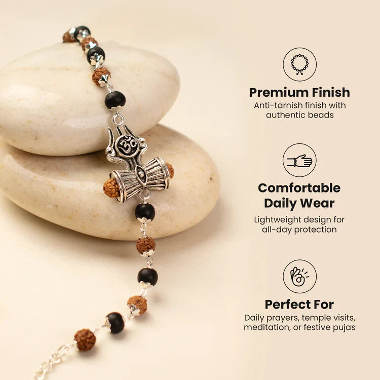 Om Trishul Damru Karungali Rudraksha Bracelet