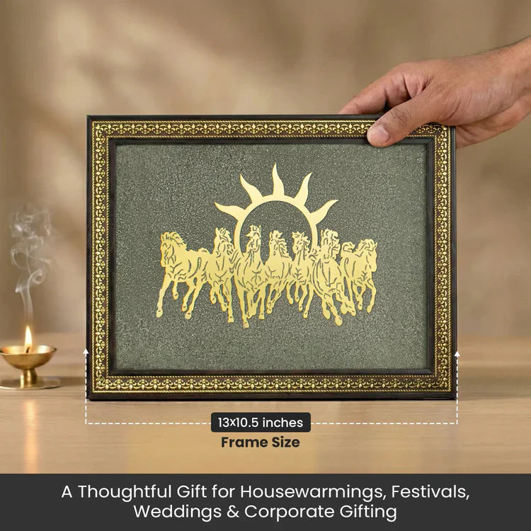 Limited Edition - 7 Horses on Raw Pyrite Frame (Big Size)