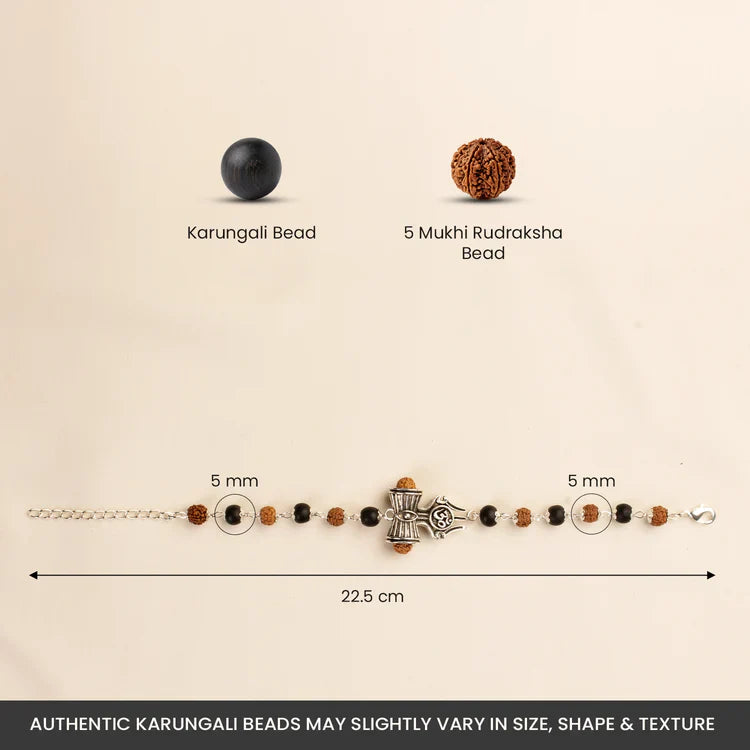 Om Trishul Damru Karungali Rudraksha Bracelet