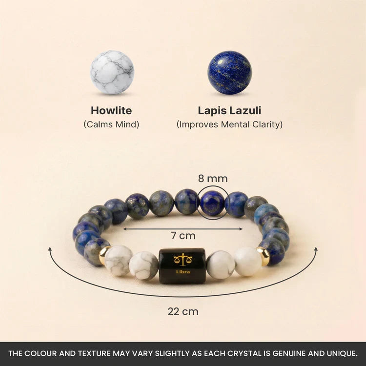 Libra (तुला राशि) Zodiac LapisLazuli & Howlite Bracelet