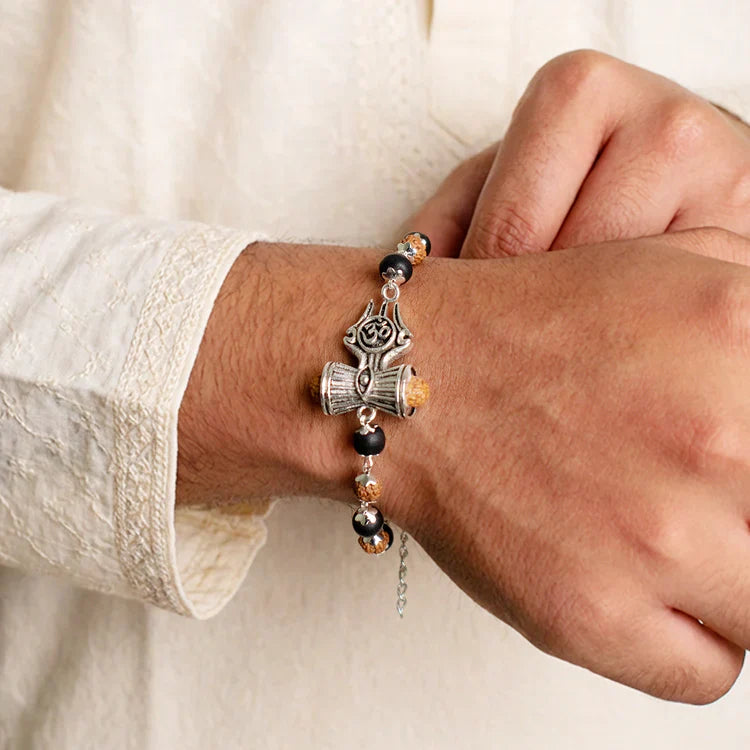 Om Trishul Damru Karungali Rudraksha Bracelet