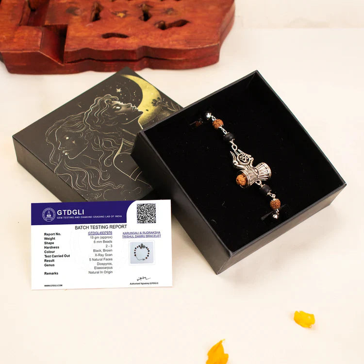 Om Trishul Damru Karungali Rudraksha Bracelet