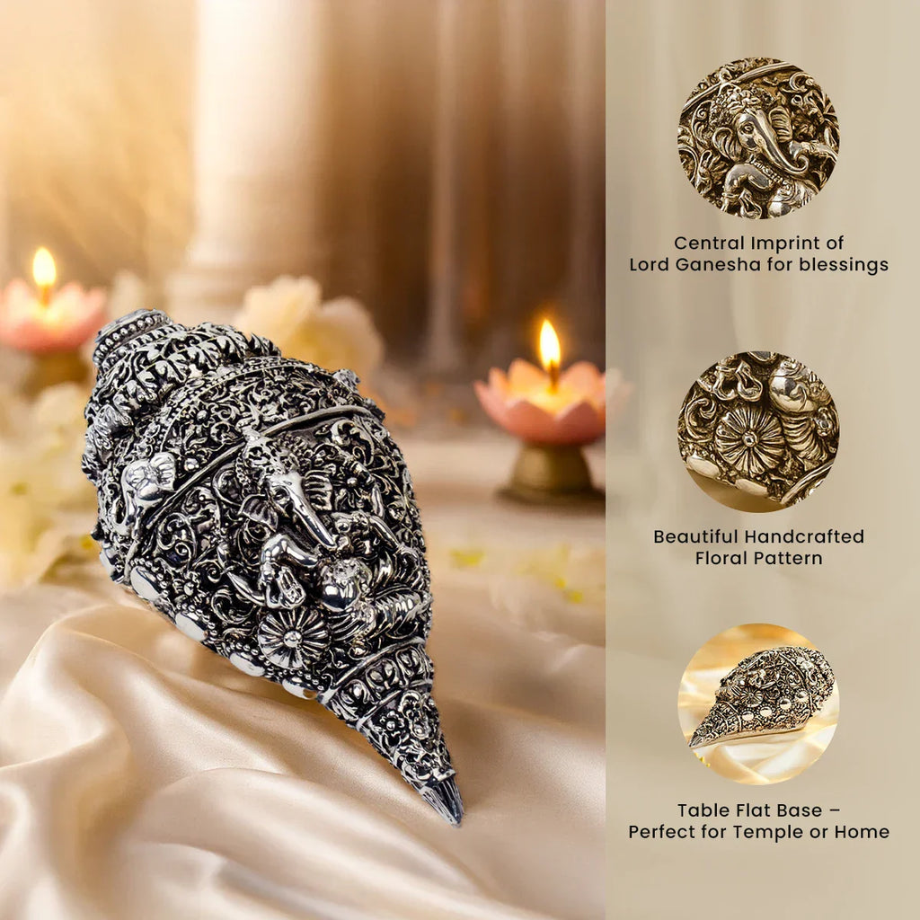 Silver Plated Ganesh Shankh (Conch)