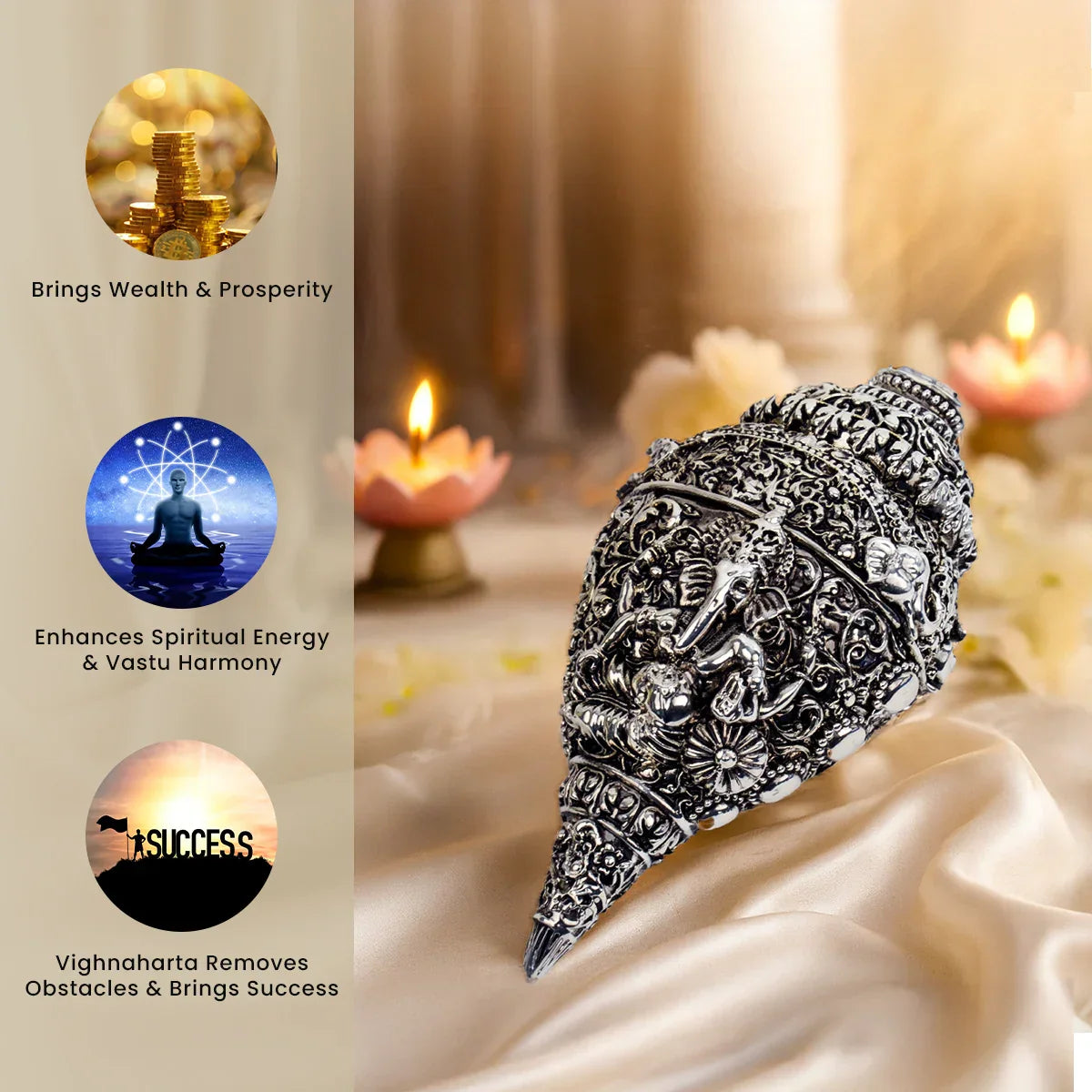 Silver Plated Ganesh Shankh (Conch)