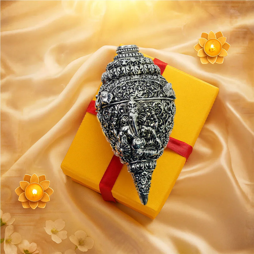 Silver Plated Ganesh Shankh (Conch)