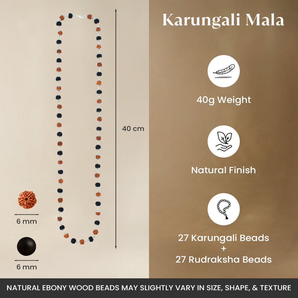 Divya Raksha Combo - Rudraksha karungali Mala with 7 Mukhi Rudraksha Bracelet