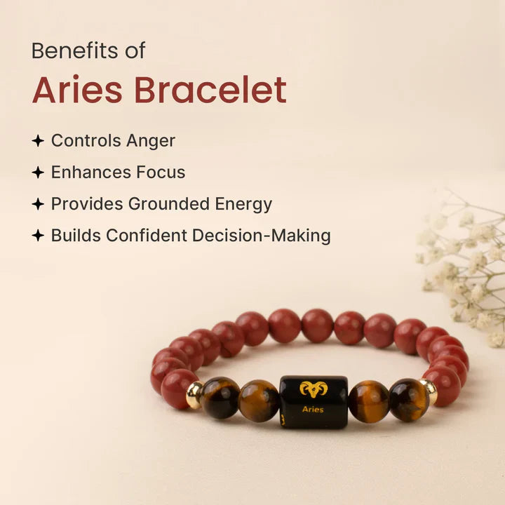 Aries (मेष राशि) Zodiac Red Jasper & Tiger Eye Bracelet