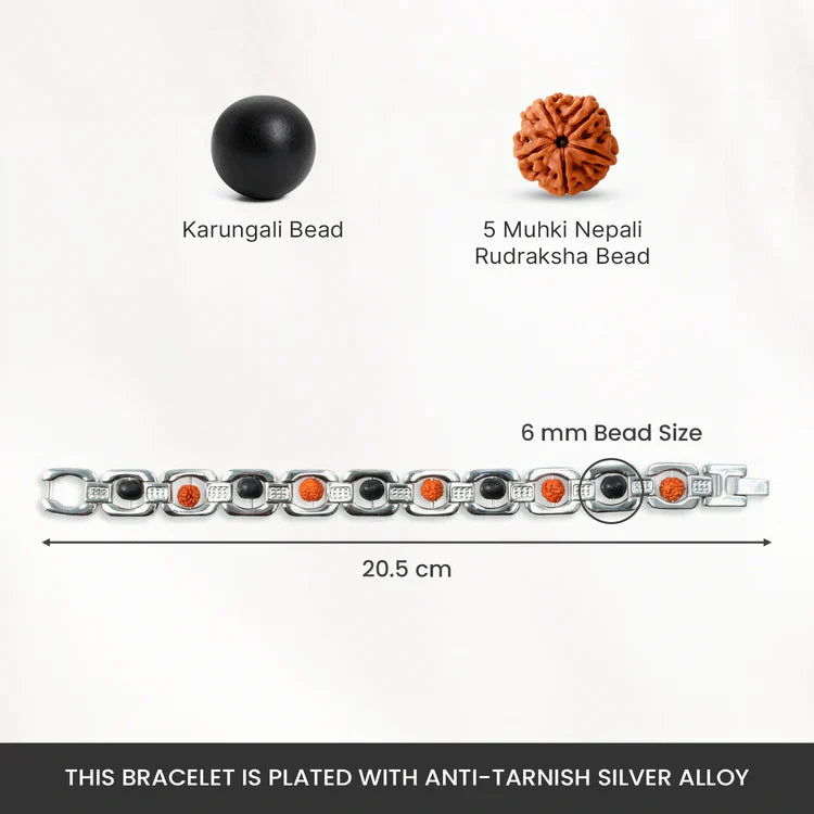 Metal Karungali Rudraksha Bracelet - Silver